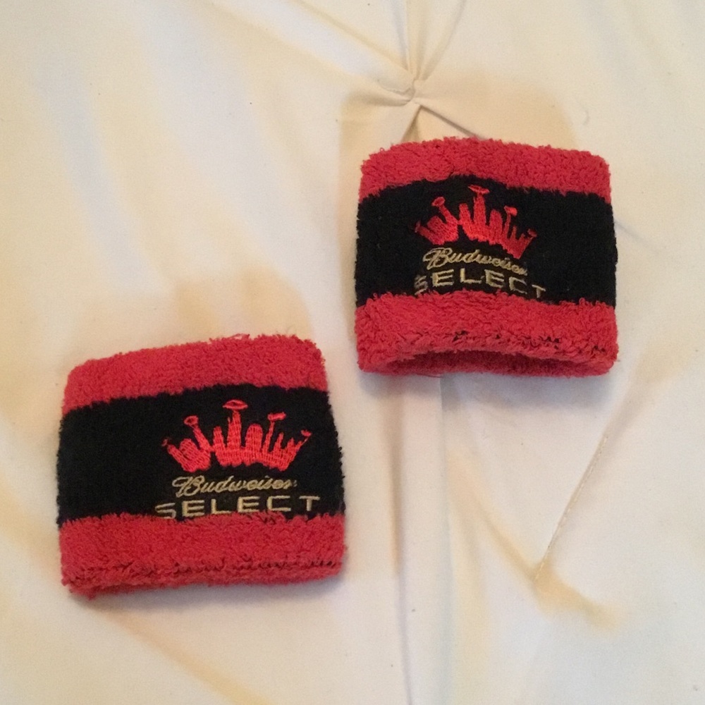 Budweiser Select-NWOT-Athletic Red and Black Wrist Sweatbands